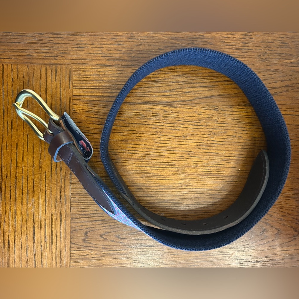 Vineyard Vines Dark Blue Belt with Brown Accent